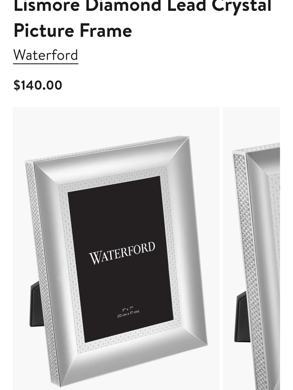 Waterford Lismore Diamond Lead Crystal Picture Frame in Silver
